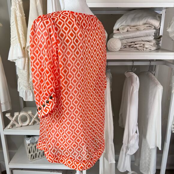 Hawthorn Women's size Medium blouse, sheer, graphic print. #1033 - Picture 6 of 10